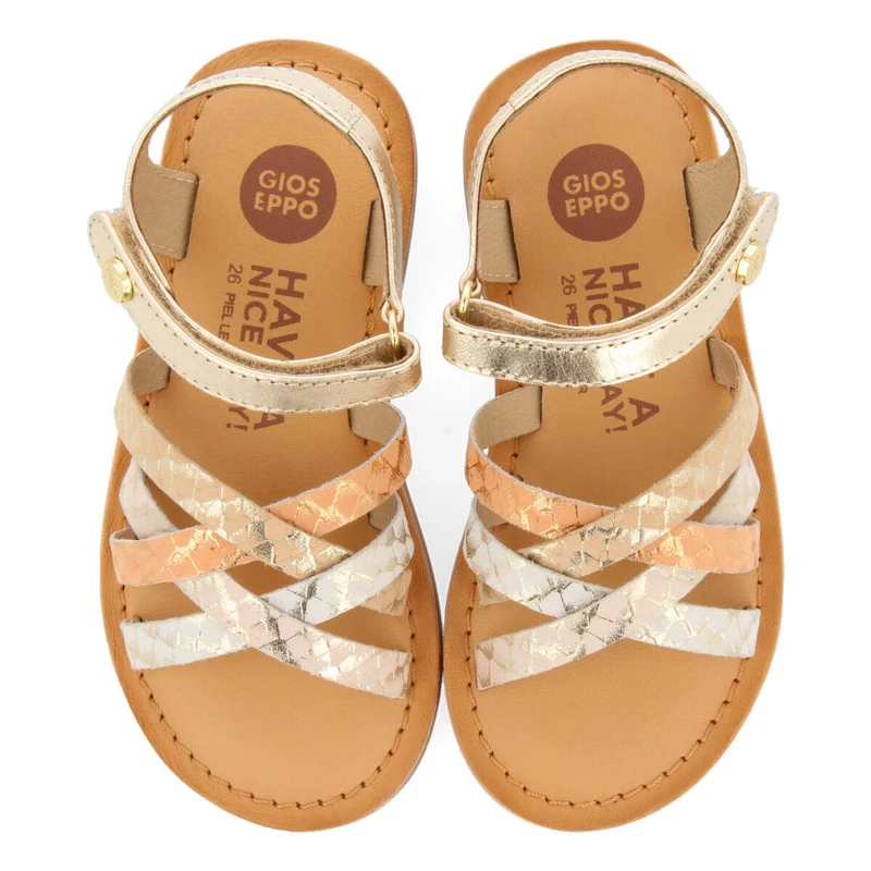 Terjat girls leather sandals with gold straps