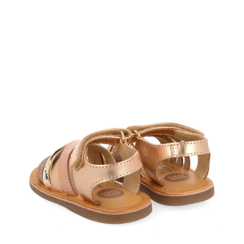 Houdan girlsink animalrint leather sandals