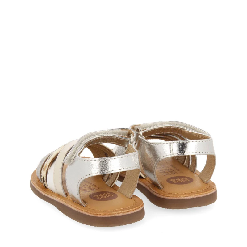 Houdan girls silver animalrint leather sandals