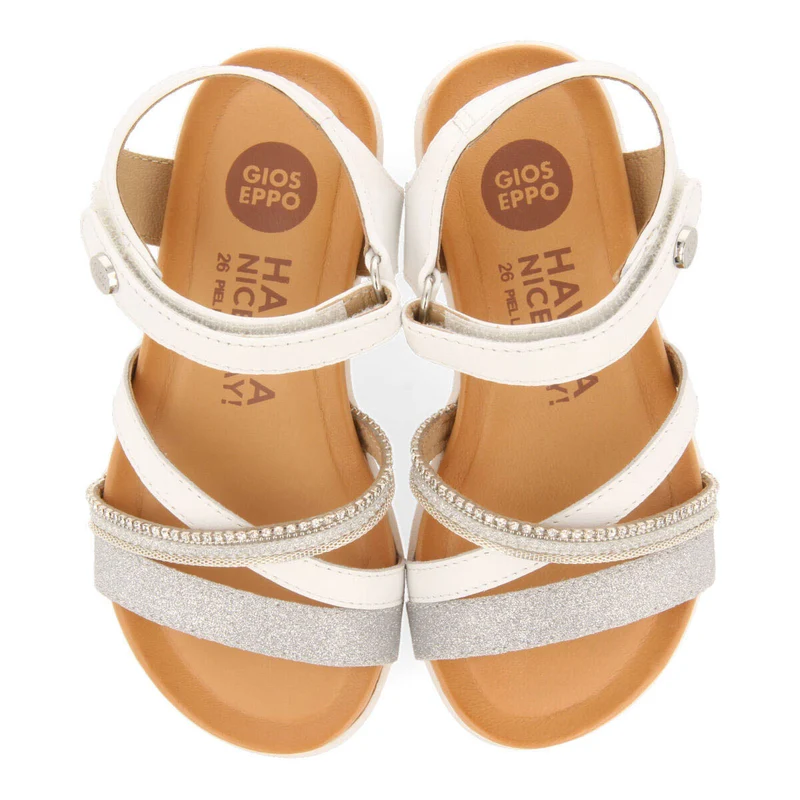 Maroa girls detailed white leather sandals