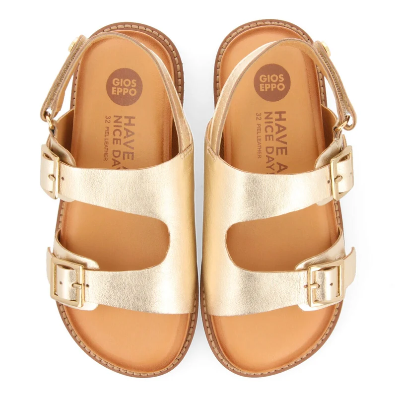 Naque girls gold leather anatomical sandals
