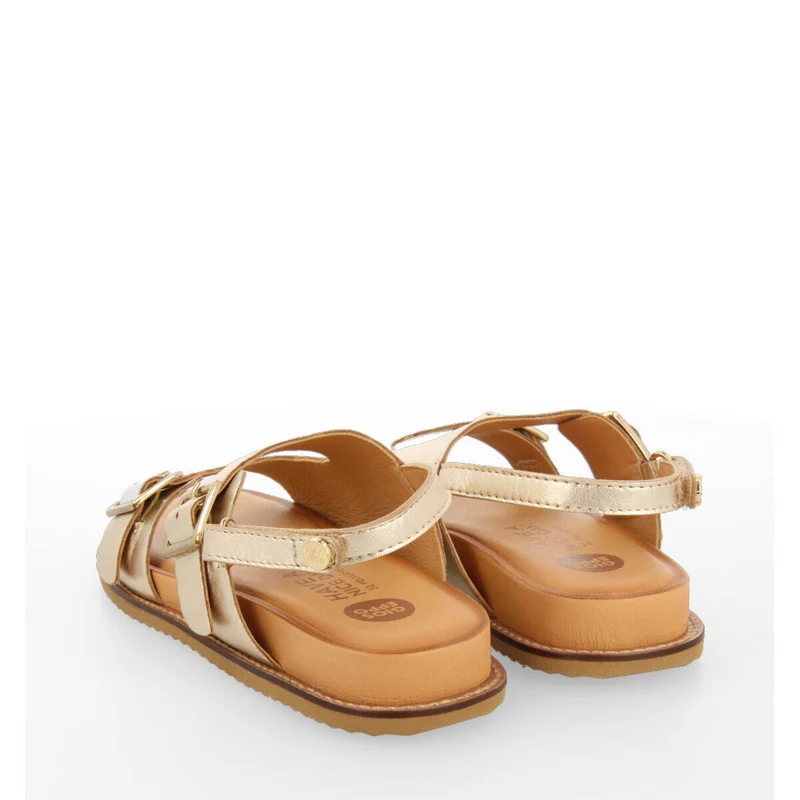 Naque girls gold leather anatomical sandals