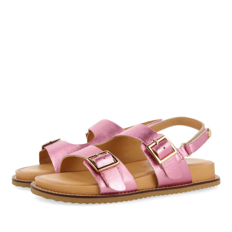 Naque girls fuchsia leather anatomical sandals