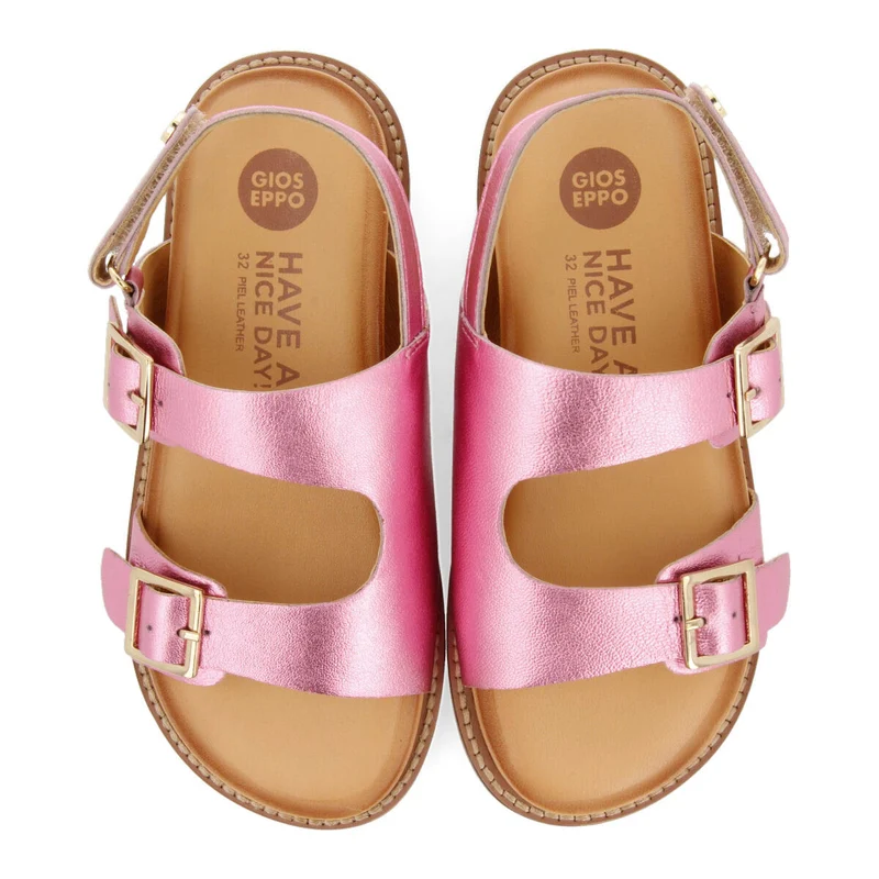 Naque girls fuchsia leather anatomical sandals