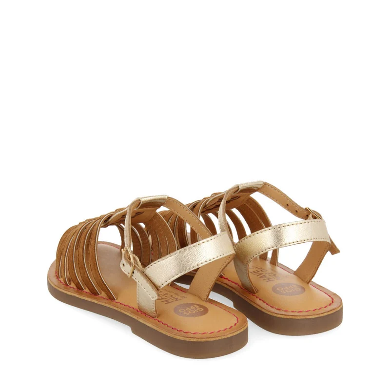 Baillif girls tan leather multi strap sandals