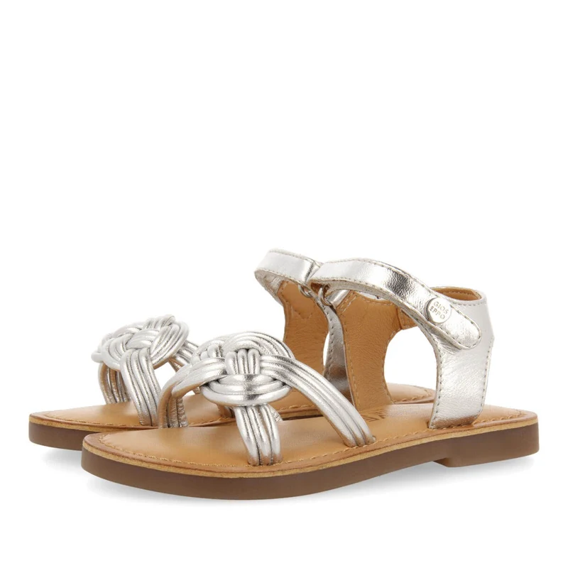 Lontra girls silver leather sandals