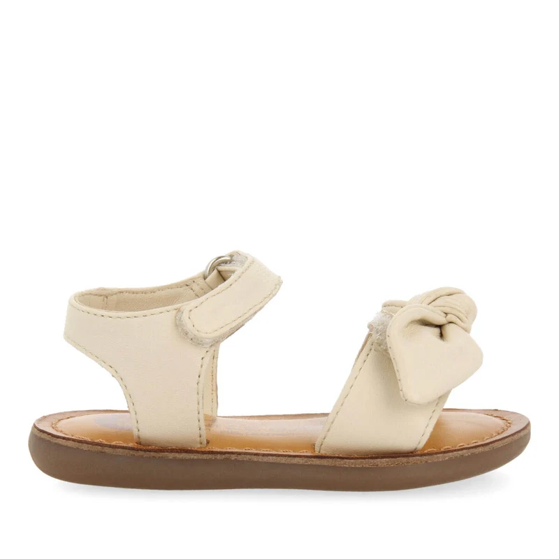 Panay girls metallic off white leather sandals