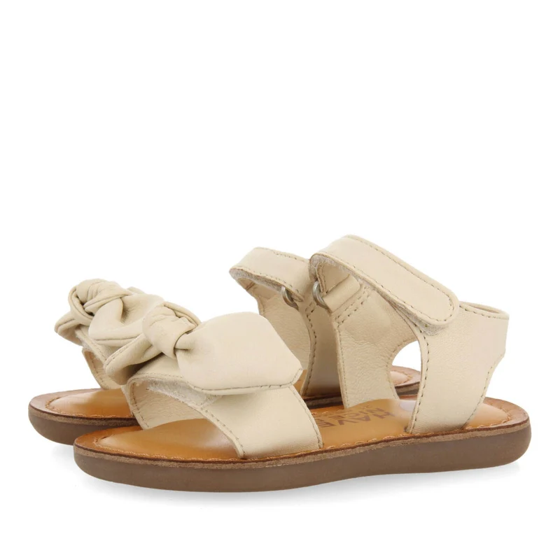 Panay girls metallic off white leather sandals