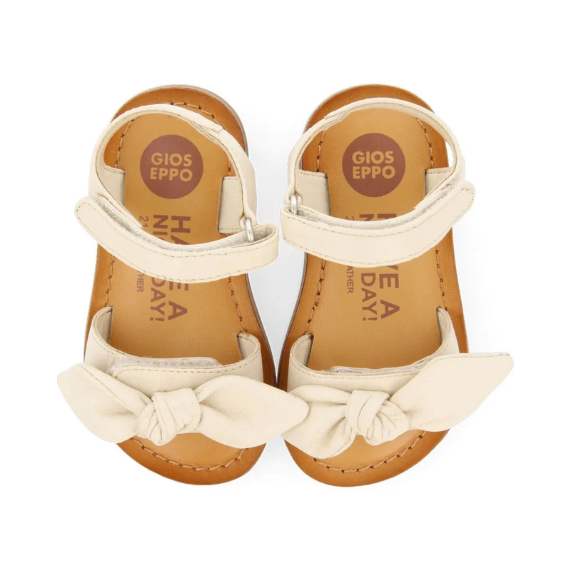 Panay girls metallic off white leather sandals
