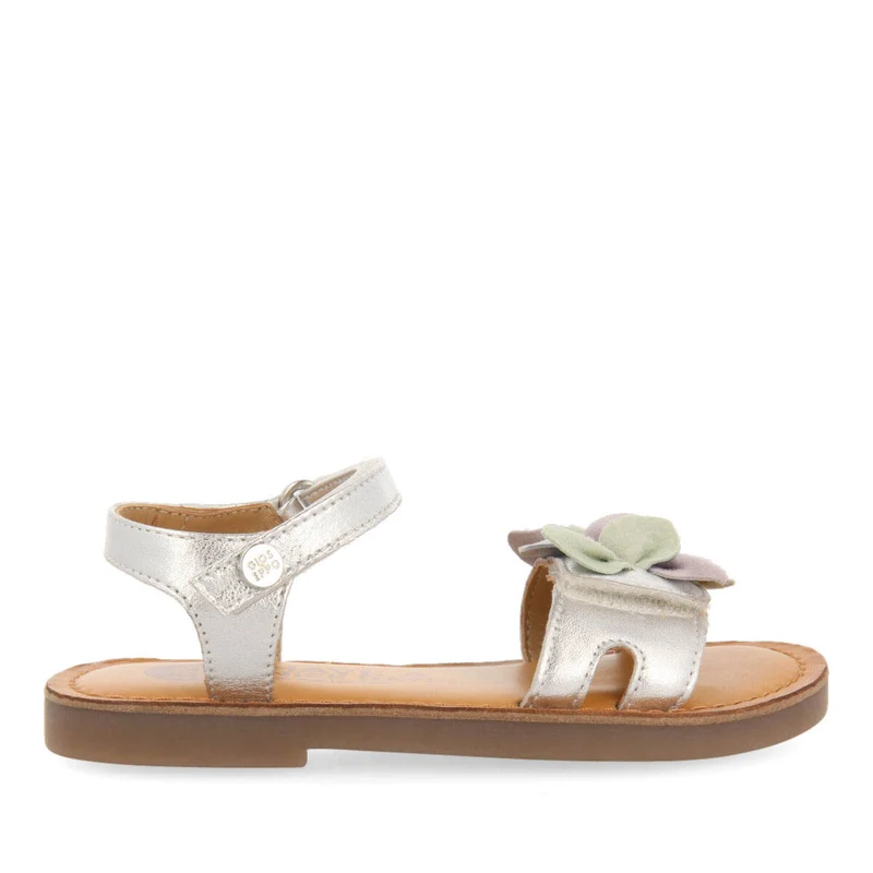 Blyes girls decorative silver leather sandals