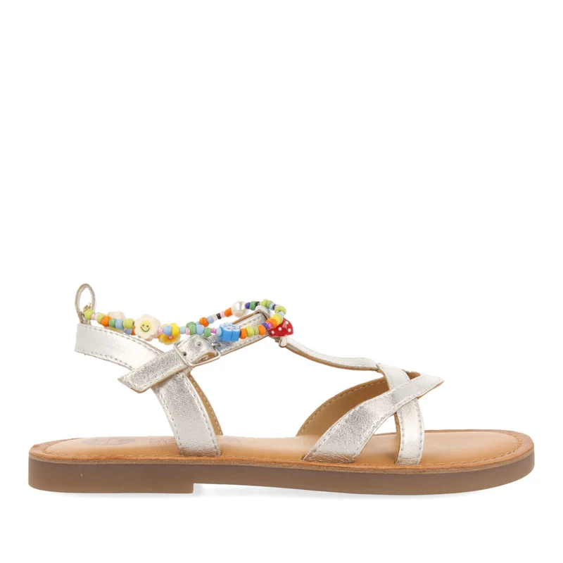 Dortan girls silver leather sandals with removable ankle strap