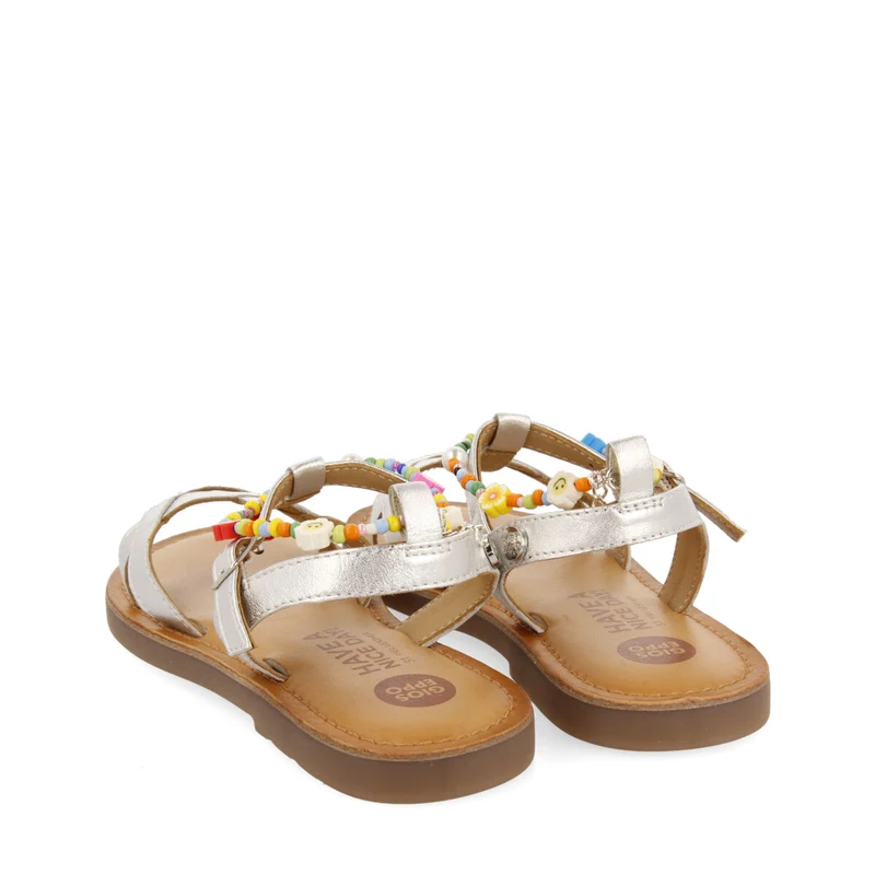 Dortan girls silver leather sandals with removable ankle strap