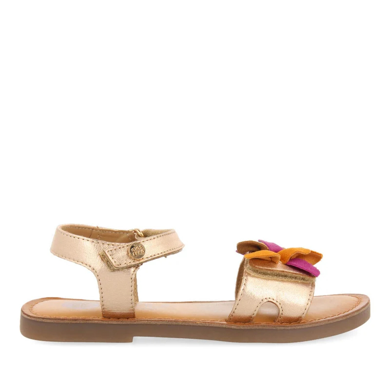 Belval girls decorative metallic rose gold leather sandals