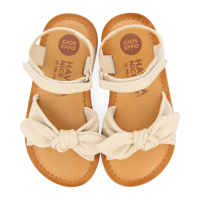 Stigny girls metallic off white leather sandals