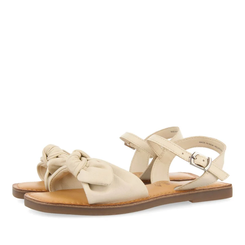 Xapuri girls metallic off white leather sandals