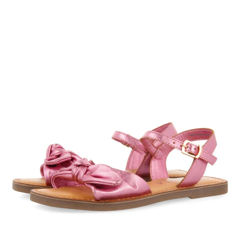 Xapuri girls metallic fuchsia leather sandals