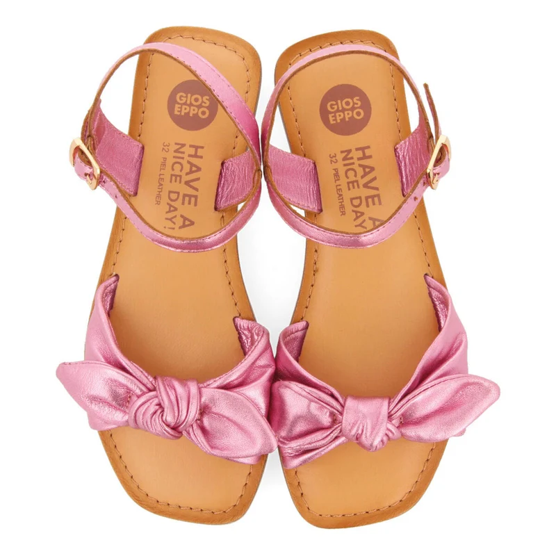 Xapuri girls metallic fuchsia leather sandals
