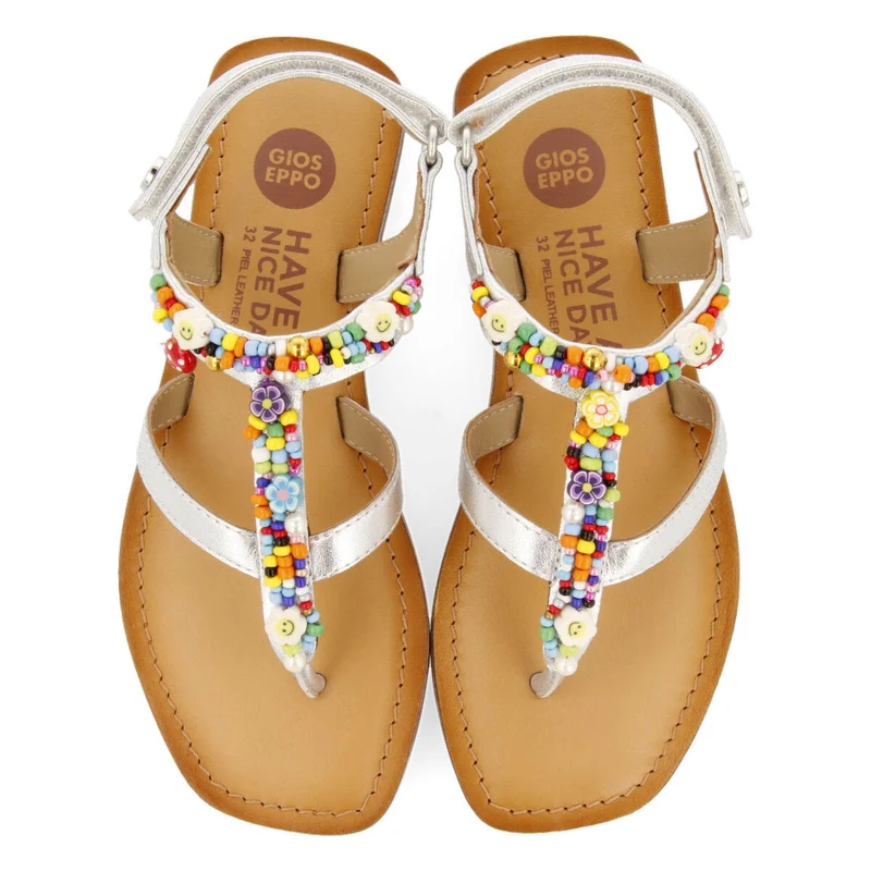 Ibiraci girls silver leather sandals