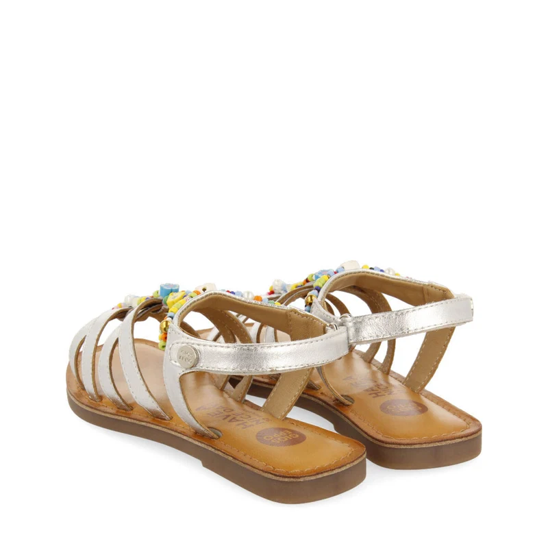 Gazeran girls metallic silver leather roman sandals