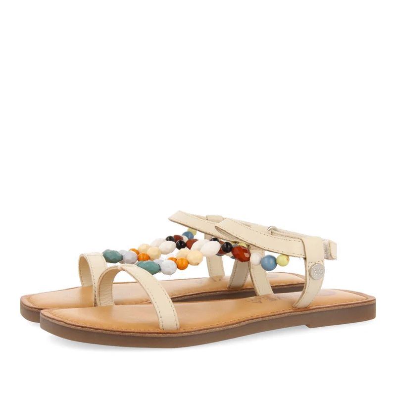 Croze girls decorated off white leather sandals