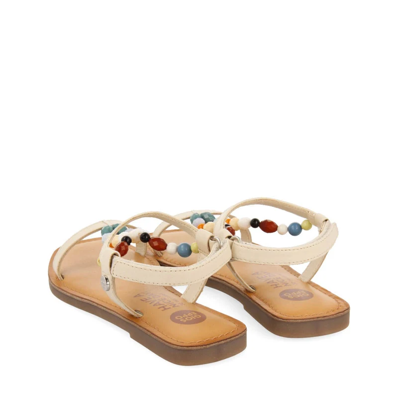 Croze girls decorated off white leather sandals