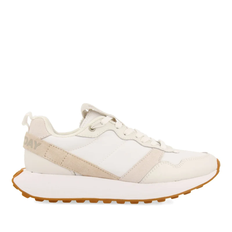 Chacao women's white retro-style sneakers with multicoloured details