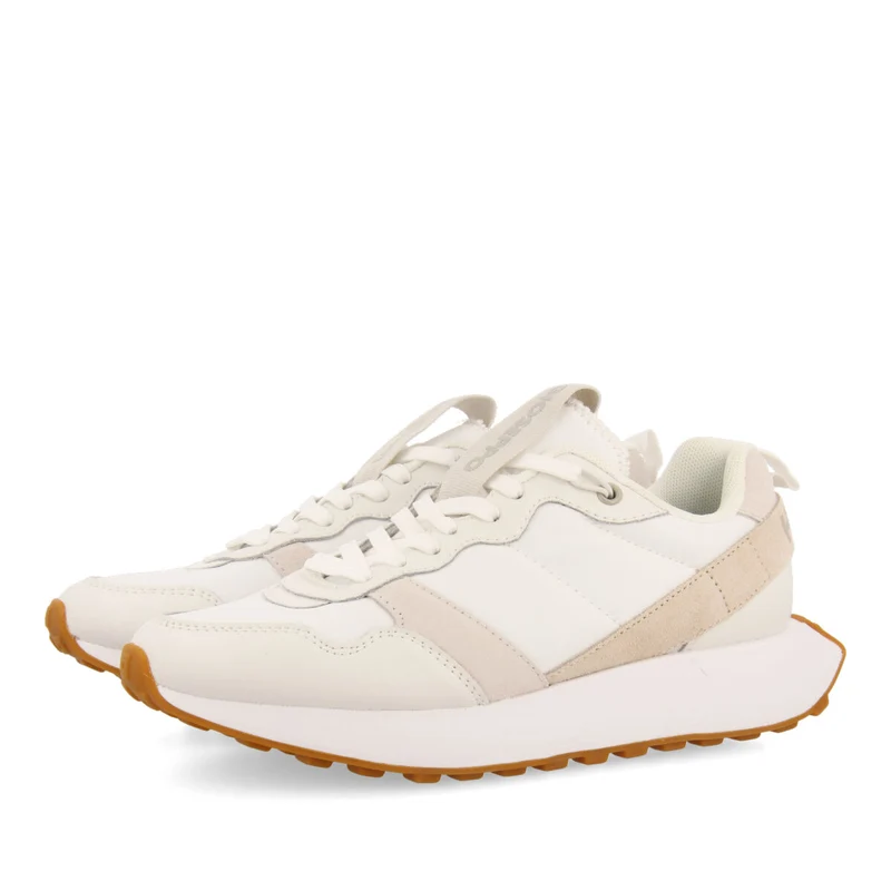 Chacao women's white retro-style sneakers with multicoloured details