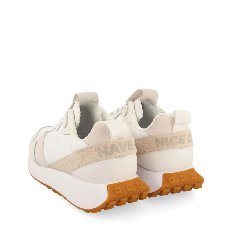 Chacao women's white retro-style sneakers with multicoloured details