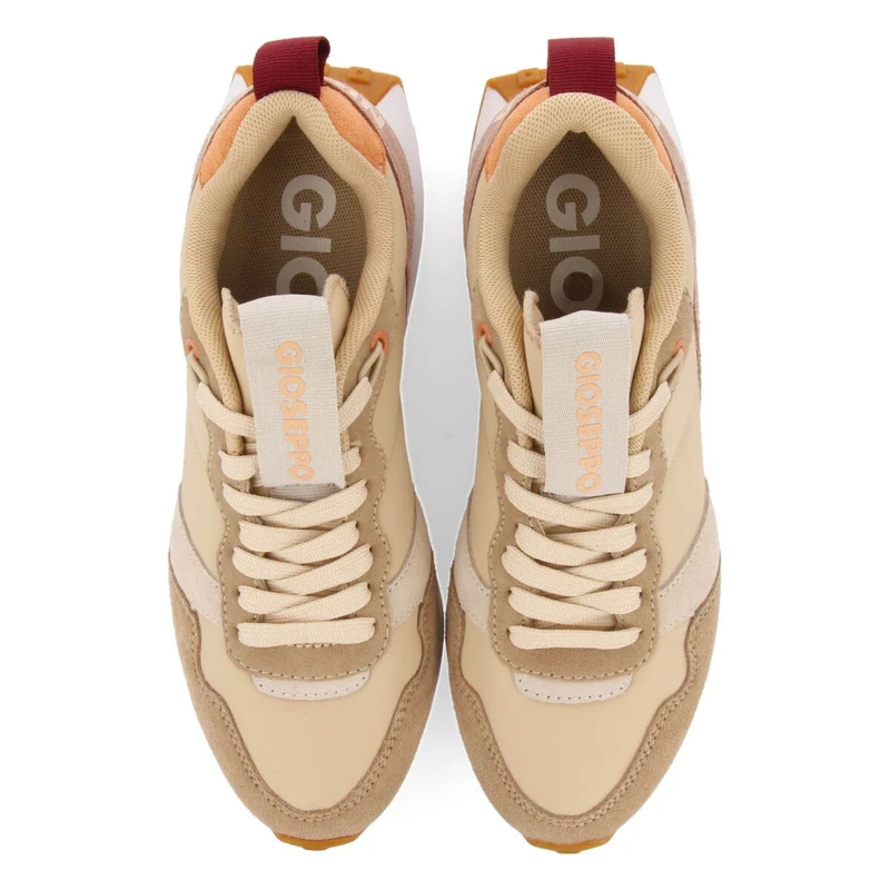 Chacao women's beige retro-style sneakers with multicoloured details