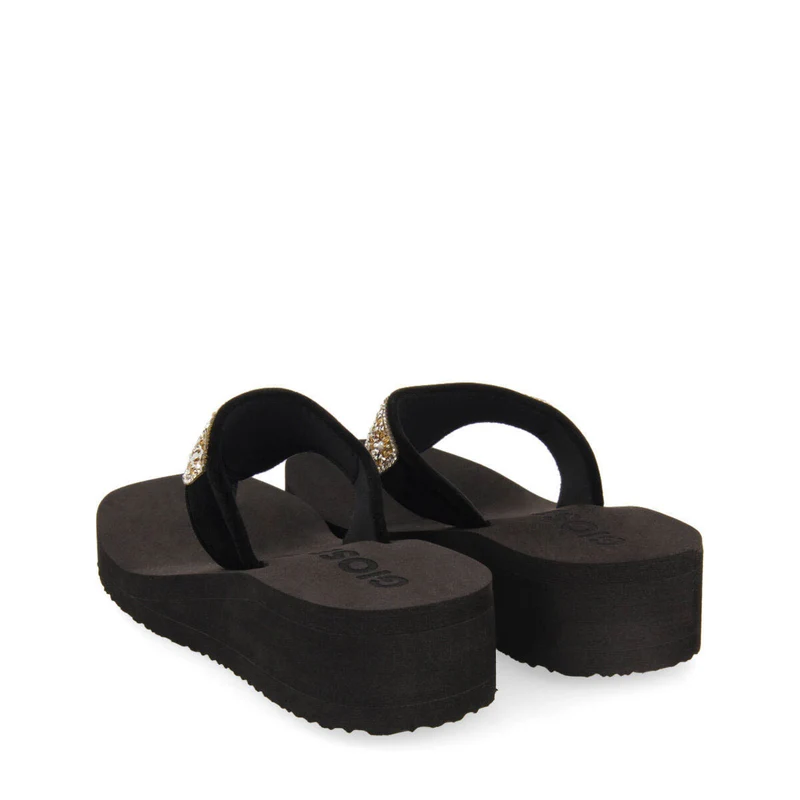 Dontreix women's black wedges with decorative multicoloured stones