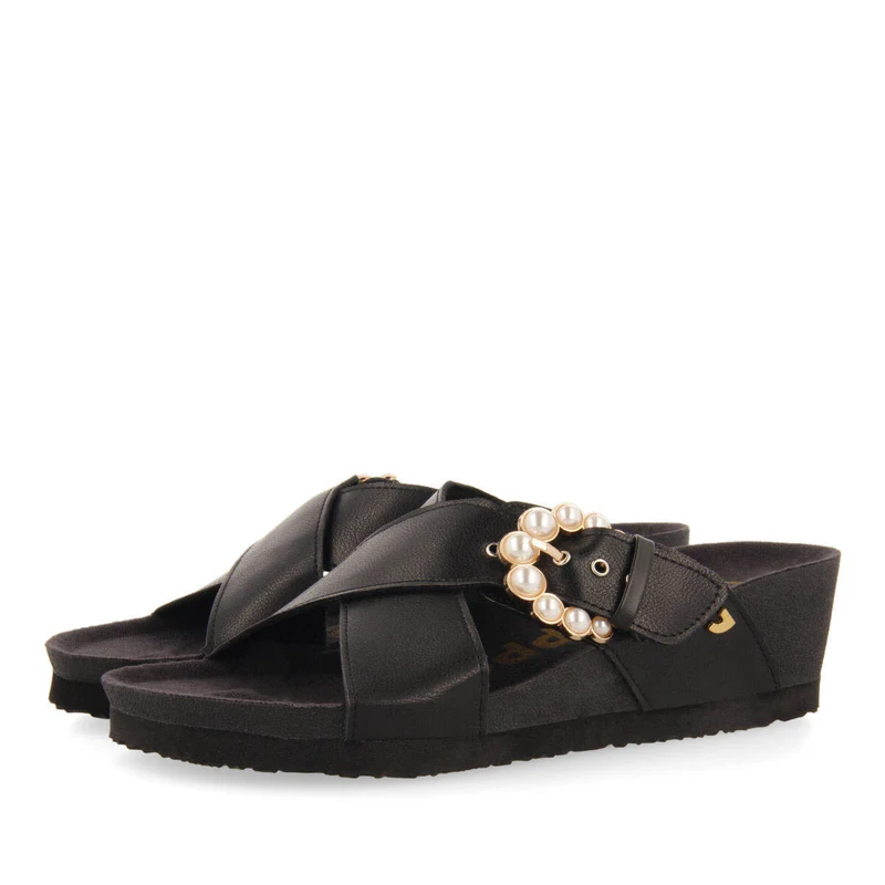 Vulaines women's footbed wedges with straps and buckle