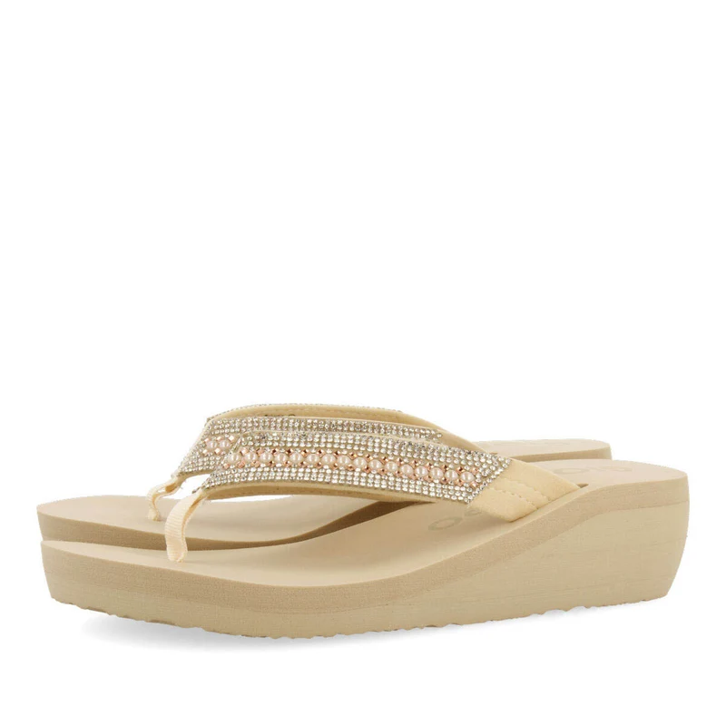 Berlone women's eva wedges with decorative straps with pearls