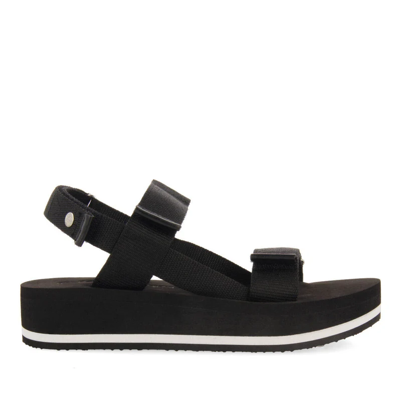 Poxoreu women's black platform sandals with adjustable straps