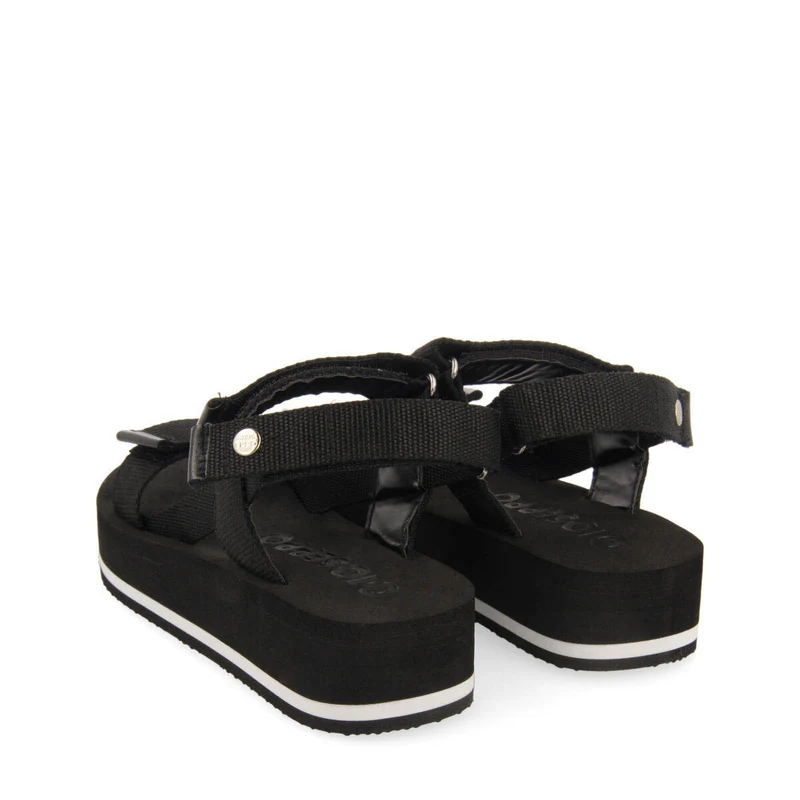 Poxoreu women's black platform sandals with adjustable straps