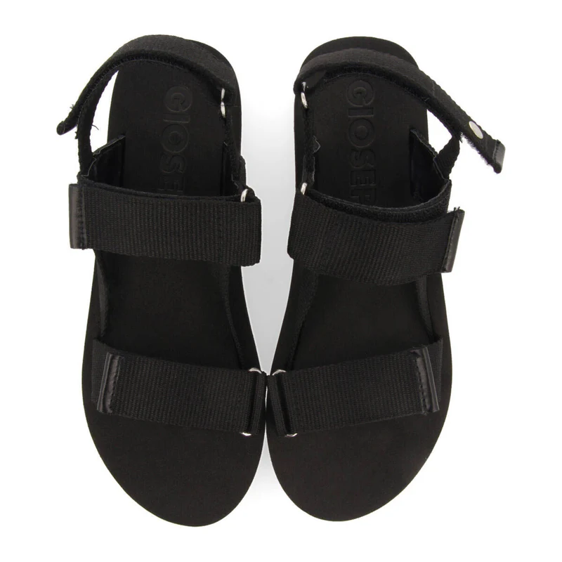 Poxoreu women's black platform sandals with adjustable straps