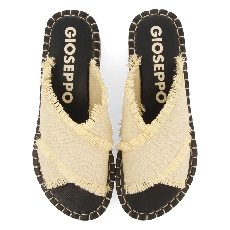 Terena women's beige beach sandals with multicoloured soles