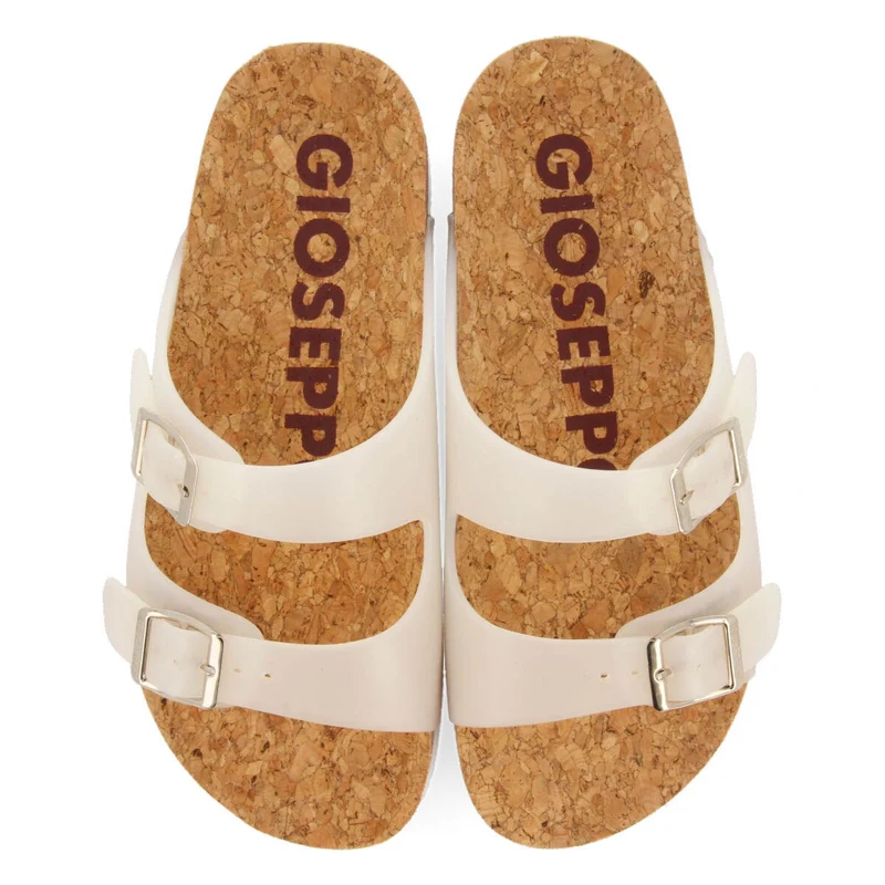 Acalaca women's see-through white footbed sandals with buckles