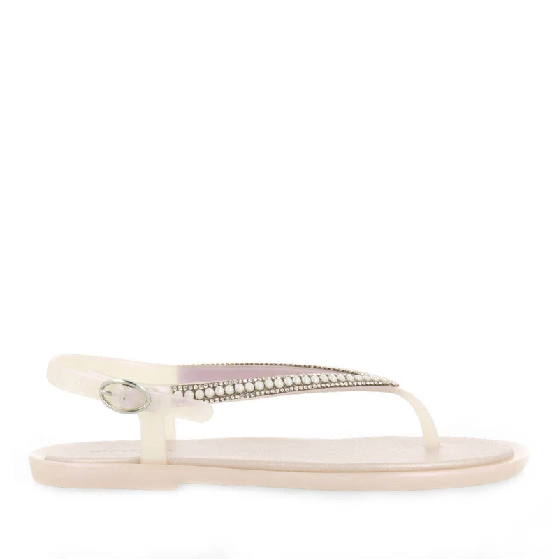 Palembang women's off-white sandals with mini crystals