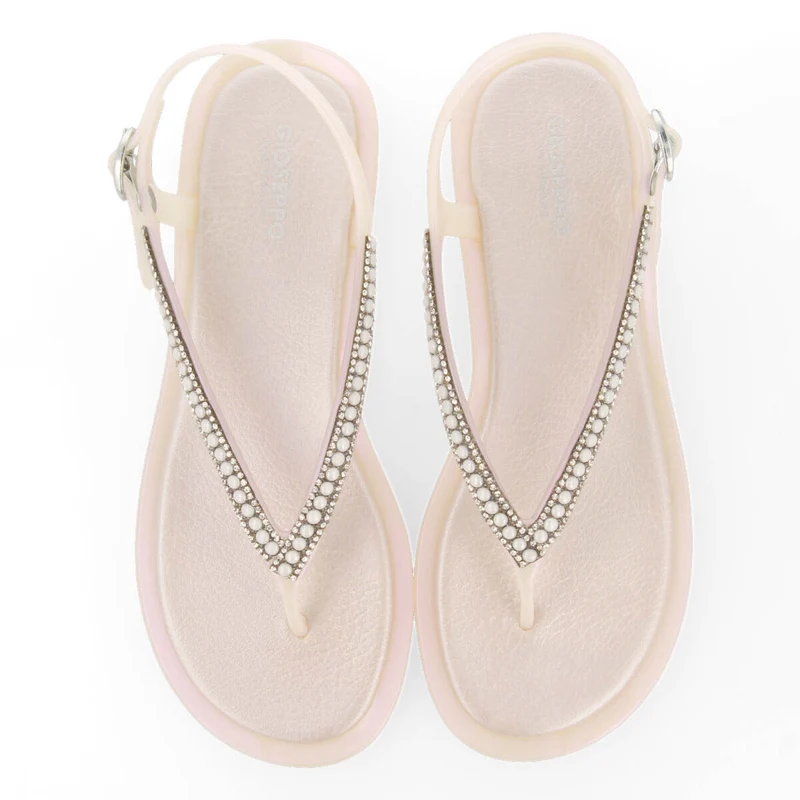 Palembang women's off-white sandals with mini crystals