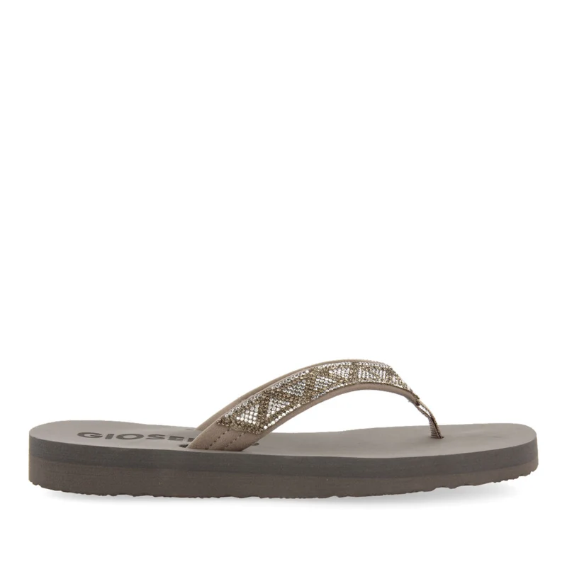 Cize women's grey sandals with decorative crystals