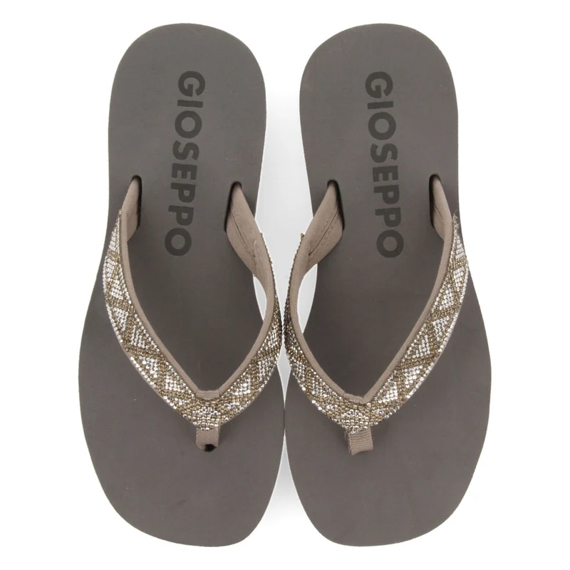 Cize women's grey sandals with decorative crystals