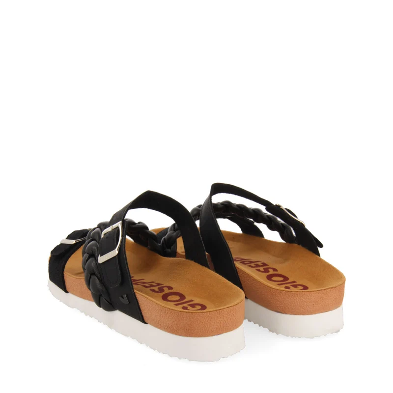Bonneil footbed sandals with black straps and buckles