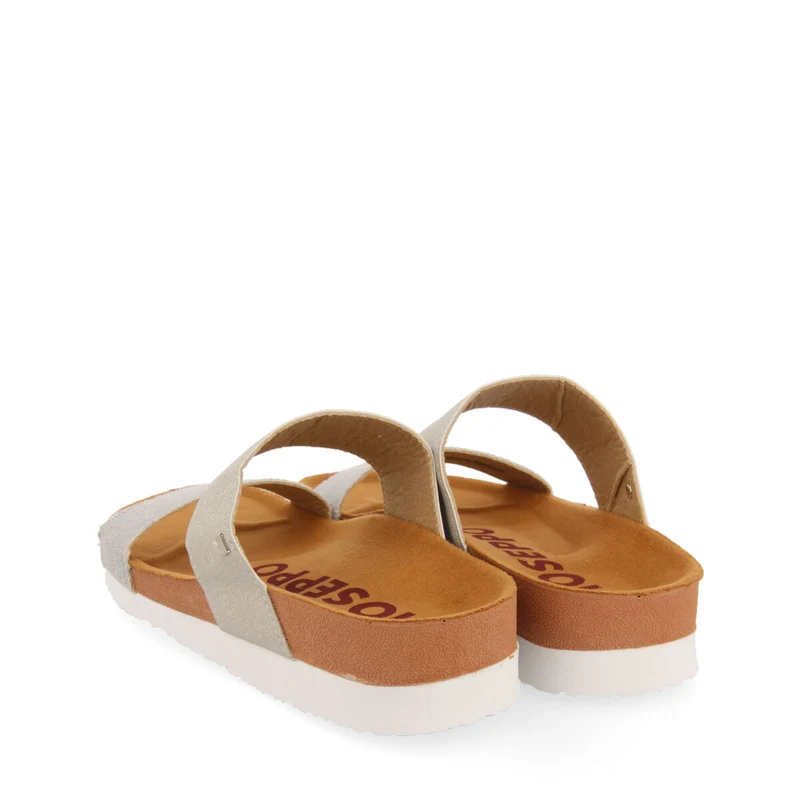 Whittier women's footbed sandals with silver straps