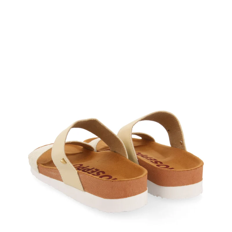 Whittier women's footbed sandals with gold straps
