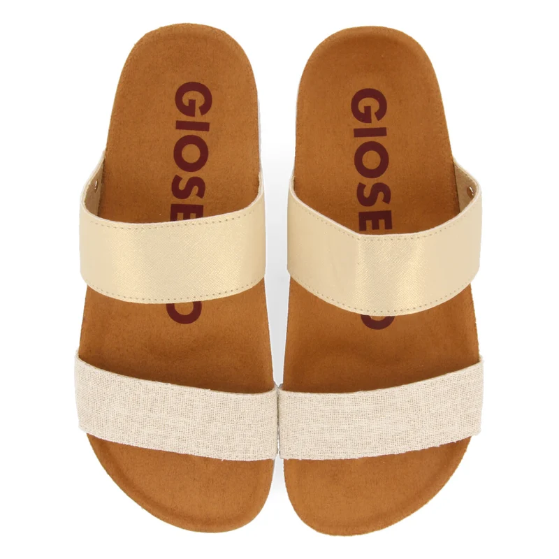 Whittier women's footbed sandals with gold straps