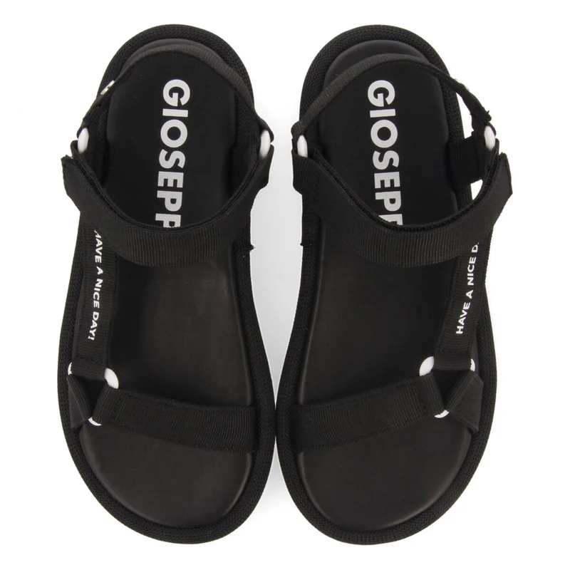 Navirai women's black sandals with straps and adjustable fastening