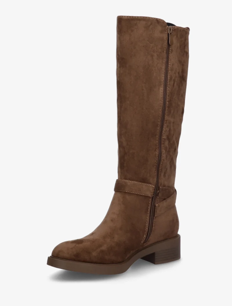 Bottes en suédine à boucle et bouts ronds - Marron