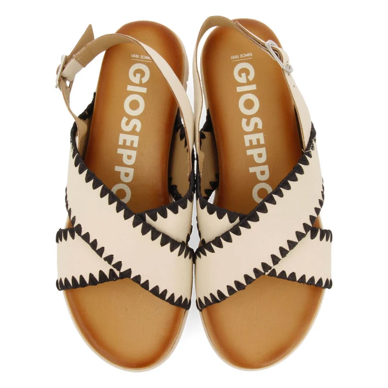 Bohol women's off-white sandals with topstitching
