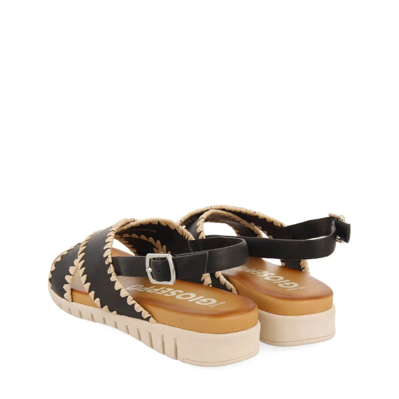 Bohol women's black sandals with topstitching
