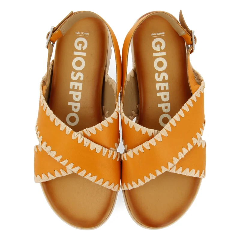 Bohol women's orange sandals with topstitching